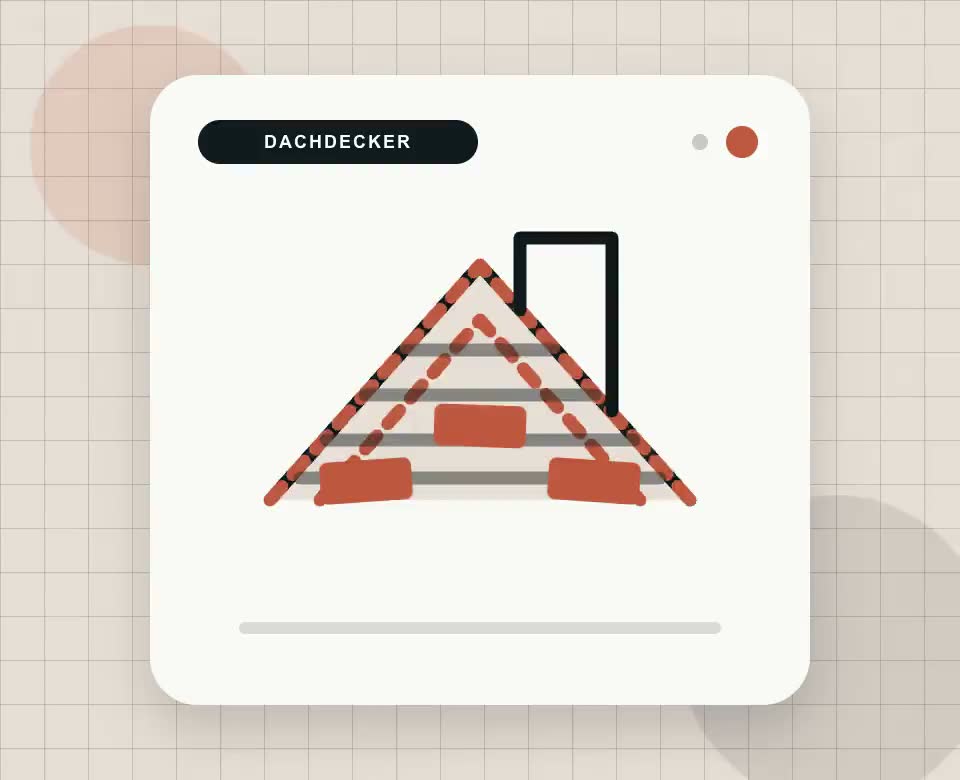Animierte Planungsillustration zu Dachaufbau und Ziegeln